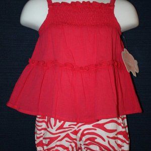 Girls 2 Pc Set - FIRST MOMENTS - 3 Month Layette - Pink & Zebra Print